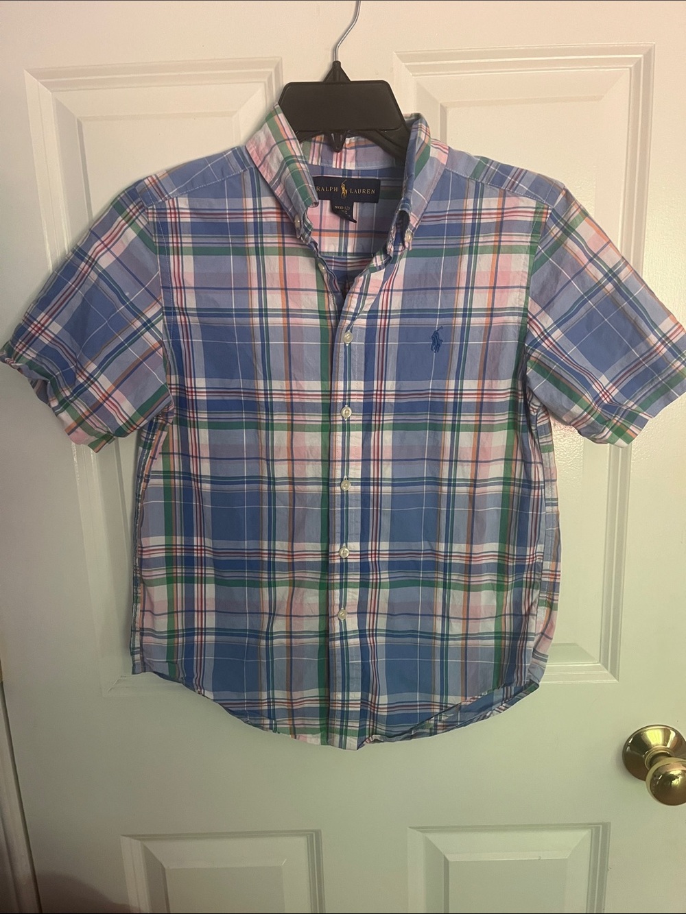 Ralph Lauren Blue & Pink Plaid Short-Sleeve Shirt